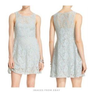 Free People ▪ Dreamy Mint Miles of Lace Fit & Flare Dress Overlay (No Slip)